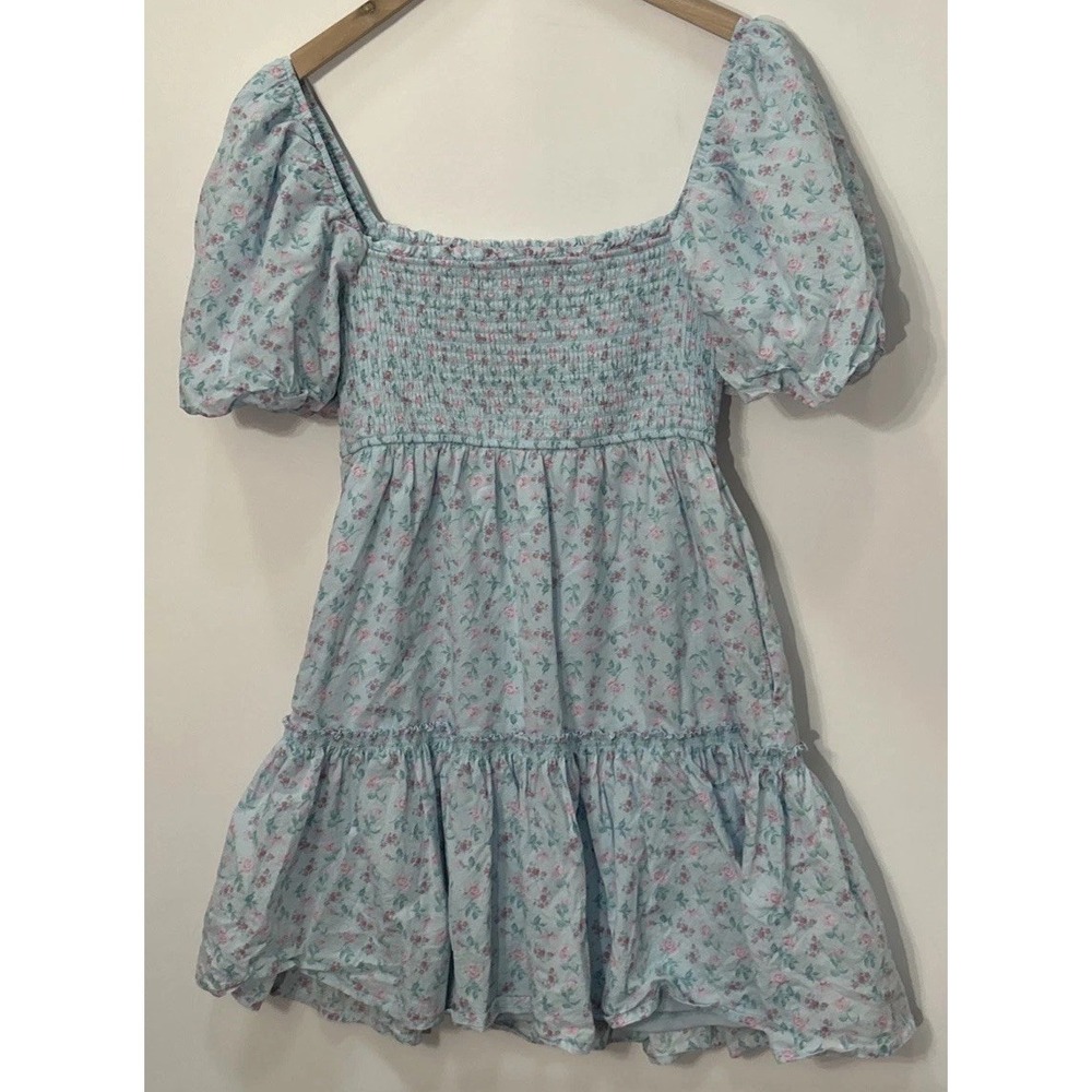 Women's Altar'd State KYA Floral Mini Dress Puff Sleeve Lined Size Med EC - Picture 4 of 6